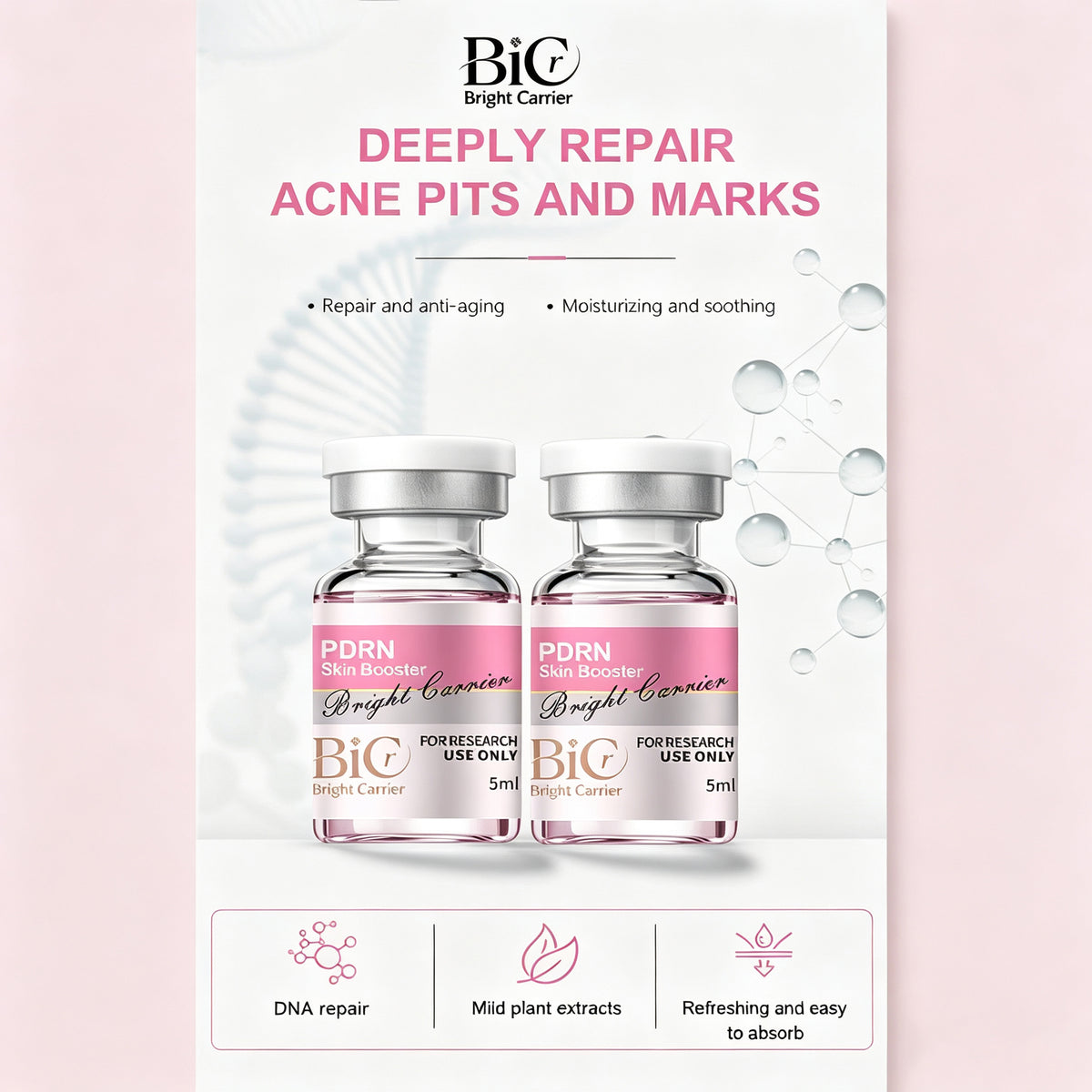 BIC PDRN Skin Booster 5ml×5 Vials Anti-Aging Microneedle Serum